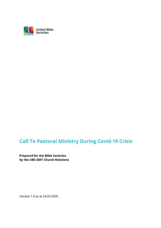 Call To Pastoral Ministry During COVID-19 Crisis